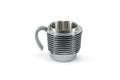 Air-Cooled Engine Finned Coffee Mug | Aluminum Cylinder Mug for Car Enthusiasts | Silver+Silver Handle