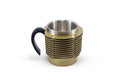 Air-Cooled Engine Finned Coffee Mug | Aluminum Cylinder Mug for Car Enthusiasts | Gold+Black Handle