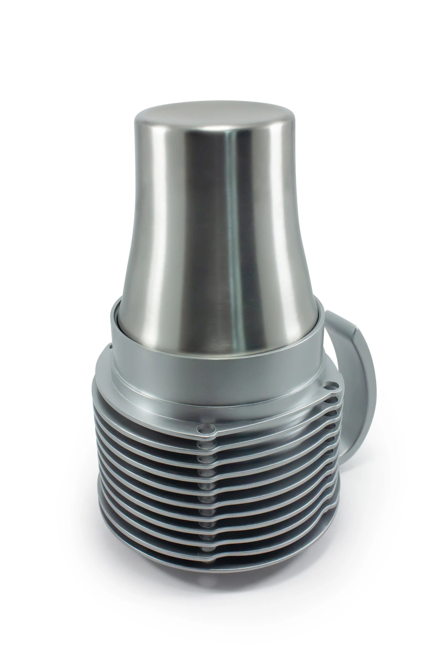 Air-Cooled Engine Finned Coffee Mug | Aluminum Cylinder Mug for Car Enthusiasts | Silver+Silver Handle