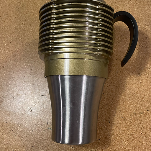 Air-Cooled Engine Finned Coffee Mug | Aluminum Cylinder Mug for Car Enthusiasts | Gold+Black Handle
