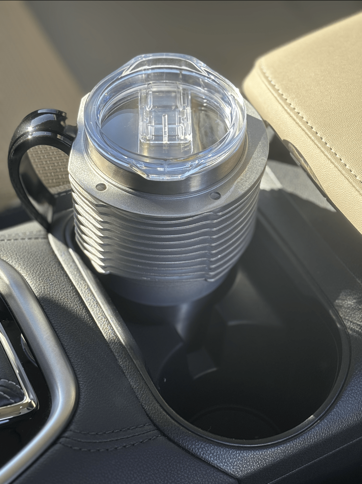 Air-Cooled Engine Finned Coffee Mug | Aluminum Cylinder Mug for Car Enthusiasts | Silver+Black Handle